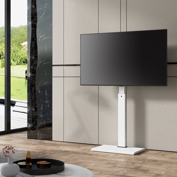 FITUEYES Universal White TV Stand with Mount, Pure Metal TV Mount for 23inches - 55 inches LCD LTD Flat Screen TVs