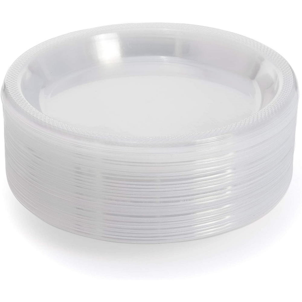 Exquisite 10" Disposable Plastic Plates Bulk 100 Count Party Pack