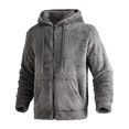 thumbnail image 6 of Wutalume Winter Thickened Warm Double-Sided Fleece Jacket with Full-Length Zipper, Loose Fit Cardigan Style, Casual Hooded Coat for Men,Gray XL, 6 of 7