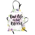 thumbnail image 1 of Lifestyle Apron Live Life in Full of Blooms Motivational Quote with Floral Violets Print, Unisex Kitchen Bib Apron with Adjustable Neck for Cooking Baking Gardening, Purple and Yellow, by Ambesonne, 1 of 3