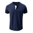 thumbnail image 4 of FRSASU Men's Dressy Crew Neck Shirts Casual Button Down Shirt Henley Short Sleeve Comfort Colors T-shirts Light Blue, 4 of 8