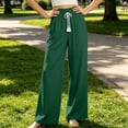 thumbnail image 4 of Drses‌‌ Women's High Waist Smocked Drawstring Tie Knot Linen Palazzo Pants, Lightweight Flowy Loose Wide Leg Casual Lounge Trousers with Pockets, 4 of 6