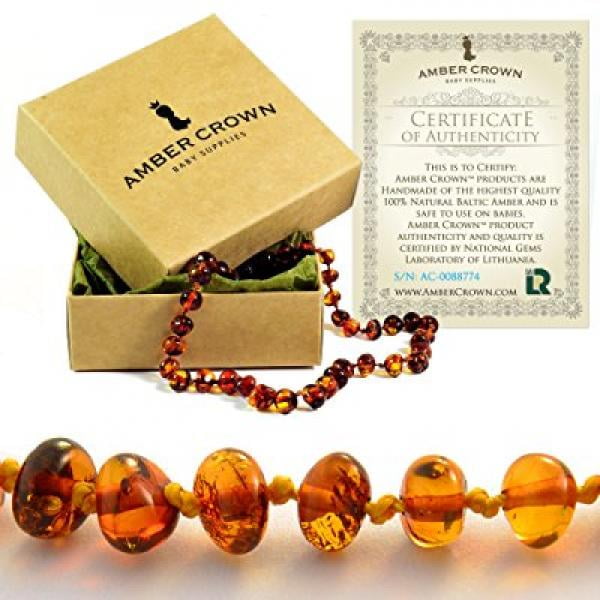 amber crown teething necklace