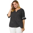 thumbnail image 3 of Women's Plus Size Blouse Pin Dots Smocked Floral Boho Blouses Black 2X, 3 of 7