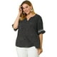 thumbnail image 3 of Women's Plus Size Blouse Pin Dots Smocked Floral Boho Blouses Black 4X, 3 of 7