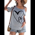 thumbnail image 1 of Camiseta de Mujer con Cuello Asimétrico, Corte y Estampado Gráfico, Corta. Gris XXL, 1 of 10