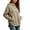 Khaki, variant on FDGIU Women's Quilted Pullover Hoodie, Long Sleeve Curved Split Hem Hooded Sweatshirt with Kangaroo Pocket for Casual Daily Wear