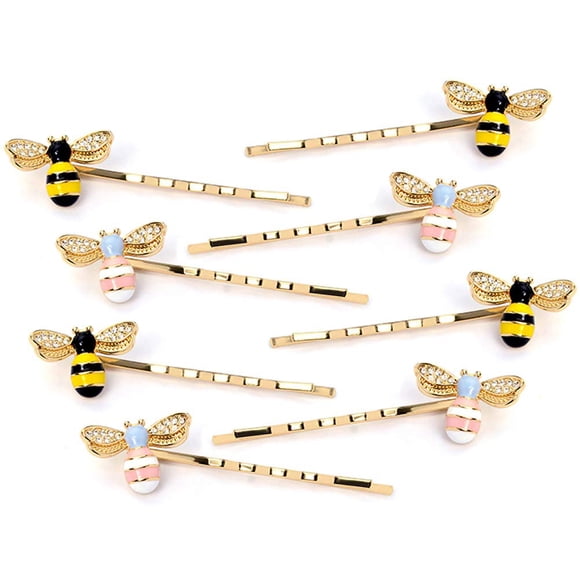 8 piezas exquisita aleación de cristal de abeja horquilla lateral clip accesorios para el cabello abeja Bobby Pins boda fiesta novia dama de honor accesorios de joyería para el cabello para mujeres ni