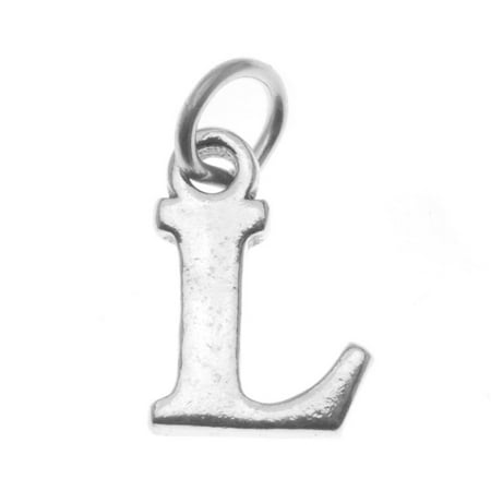 Sterling Silver Alphabet Charm, Initial Letter 'L' 15mm, 1 Piece, Silver