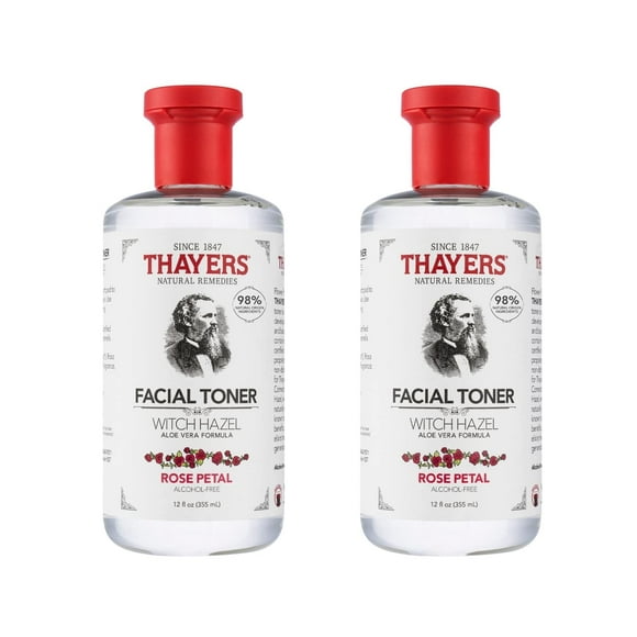 Thayers Tonique Facial Hydratant Sans Alcool Pétale de Rose Hamamélis avec Formule Aloe Vera Testé et Recommandé Vegan 12 Oz (Lot de 2)