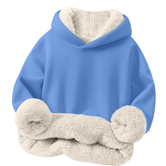 Eltusu Toddler Boys Winter Hoodies, Graphic Casual Pullover Long Sleeve Boys Sweatshirts Light Blue Size 4-5 T