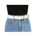 thumbnail image 4 of Cinturón de hebilla para mujer, cinturón ancho suave y casual para vestidos, jeans y pantalones de 102 cm/40.16" blanco, hebilla dorada, 4 of 4