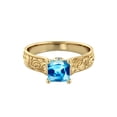 thumbnail image 1 of 1.06 ctw Blue Topaz Ring with Diamonds 14K Yellow Gold Filigree Cathedral Princess, 1 of 7