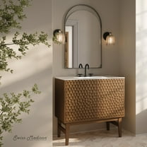 Bosse 36" Freestanding Bathroom Vanity in Brown Oak with 3-Hole Widespread Sink Top