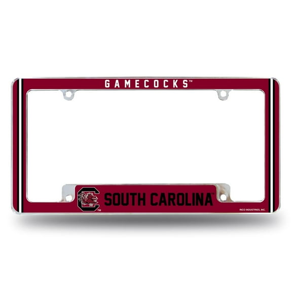 South Carolina Game Cock's Chrome Metal License Plate Frame