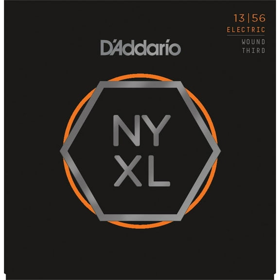 D'Addario NYXL1356W Nickel Wound Electric Guitar Strings, Medium Wound 3rd, 13-56