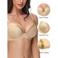 thumbnail image 4 of Deyllo Women's Push up Bras Full Coverage Lightly Padded Underwire Support Seamless T-shirt Bra, Nude 32B, 4 of 5