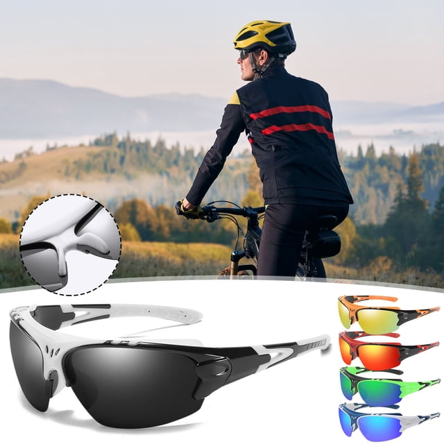 Gafas de sol antiviento para ciclismo para hombres y mujeres - Gafas deportivas con protección UV y lentes resistentes a arañazos, montura ligera para correr y actividades al aire libre