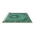 thumbnail image 2 of Ahgly Company Machine Washable Indoor Round Medallion Turquoise Blue Traditional Area Rugs, 7' Round, 2 of 4