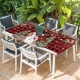 thumbnail image 2 of Red Plaid Christmas Table Cloths for 6 Foot Rectangle Tables, Snowman Xmas Tree Ball Snowflake Winter Patio Waterproof Elastic Fitted Tablecloths, Washable Rectangular Table Cover for Camping, 2 of 8