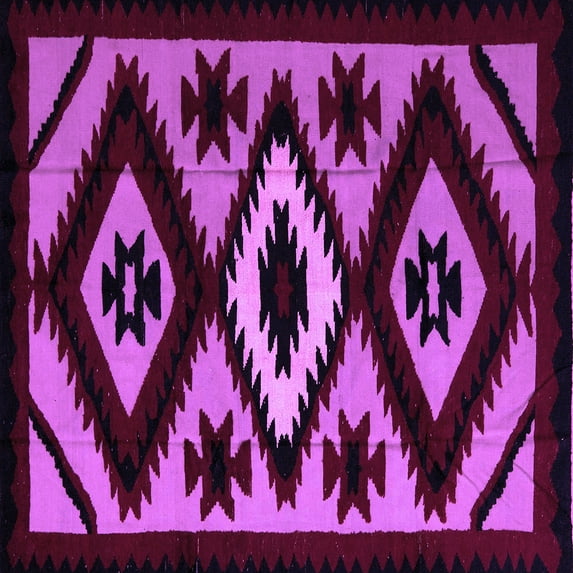 Ahgly Company Indoor Square Abstract Purple Modern Area Rugs, 3' Square