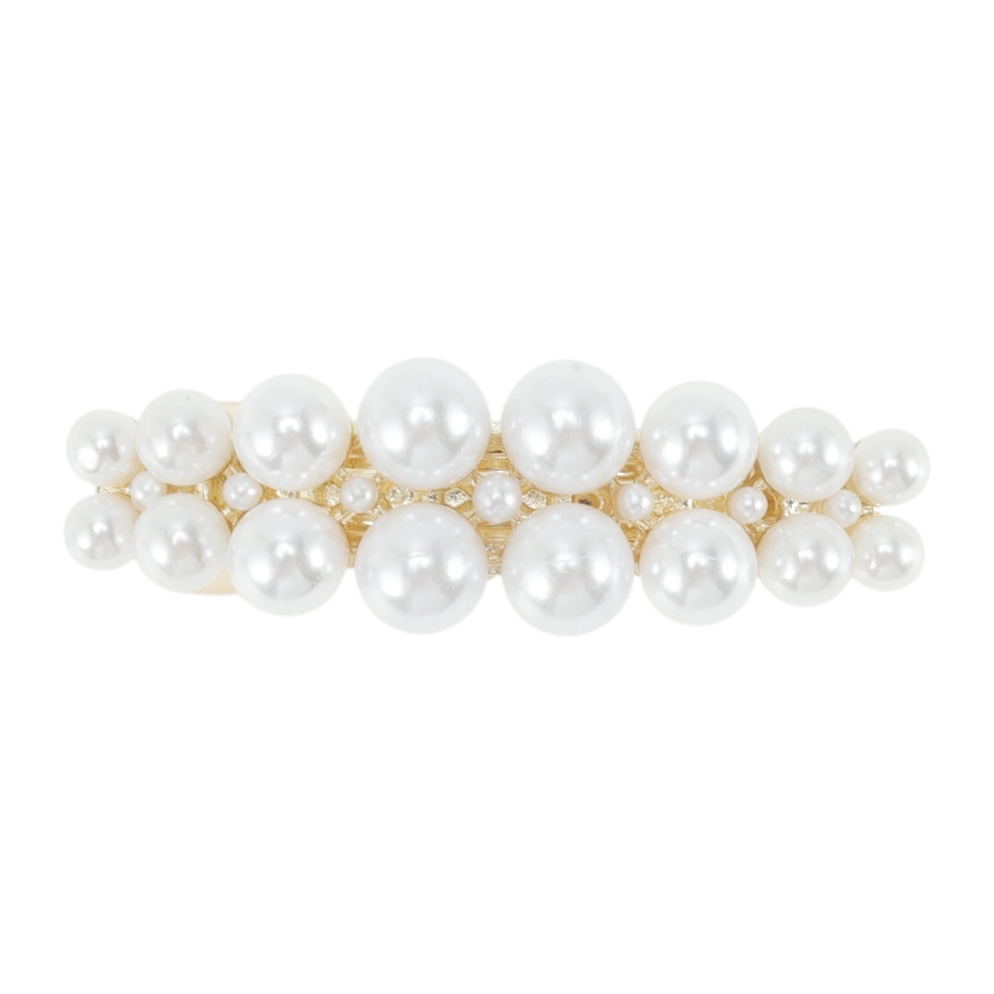 Unique Bargains 1pc Durable Stylish Grace Hair Clips Gold Tone White