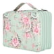 thumbnail image 2 of Estuche para lápices con estampado de rosas, cremallera multicapa, 252 ranuras, bolsillo de almacenamiento portátil para bolígrafos (fondo verde rosa), 2 of 14
