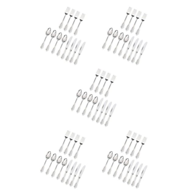 Thinsony Stylish Premium Plastic Forks Spoons and for Party Decor Silverware Silver 18.5cm 5Set