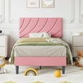 thumbnail image 7 of 4 EVER WINNER Twin Size Bed Frame, Twin Bed Frame Platform Bed with Headboard, Pink Bed Twin Size, Easy Assembly, Pink, 7 of 7