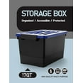 thumbnail image 4 of 17 Quart Stackable Plastic Storage Bins with Blue Lids, 6 Pack Black Containers with Latching Buckles and Handle, Durable Nestable Boxes Organizing for Closet, Garage, Tool Room, 4 of 14