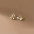 thumbnail image 3 of K-KED 925 Sterling Silver Triple Pearl Stud Earrings Studs Pearls-Silver, 3 of 6