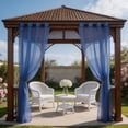 thumbnail image 4 of Waterproof Outdoor Sheer Curtains for Patio - 2 Panels Light Filtering Transparent Chiffon Window Drape For Outdoor Balcony Patio Modern Home Decor, Blue(95*52 in)No pole, 4 of 6