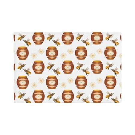 

Placemats Set of 4 Wooden Barrels With Honey Heat Resistant Non - Slip Place mats Waterproof table mat for Kitchen Dining-4片装