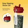 thumbnail image 5 of 18oz Travel Coffee Mug with Strap, 316 Stainless Steel Vacuum Insulated Tumbler, 2-in-1 Straw Lid, Camouflage Print, 5 of 6