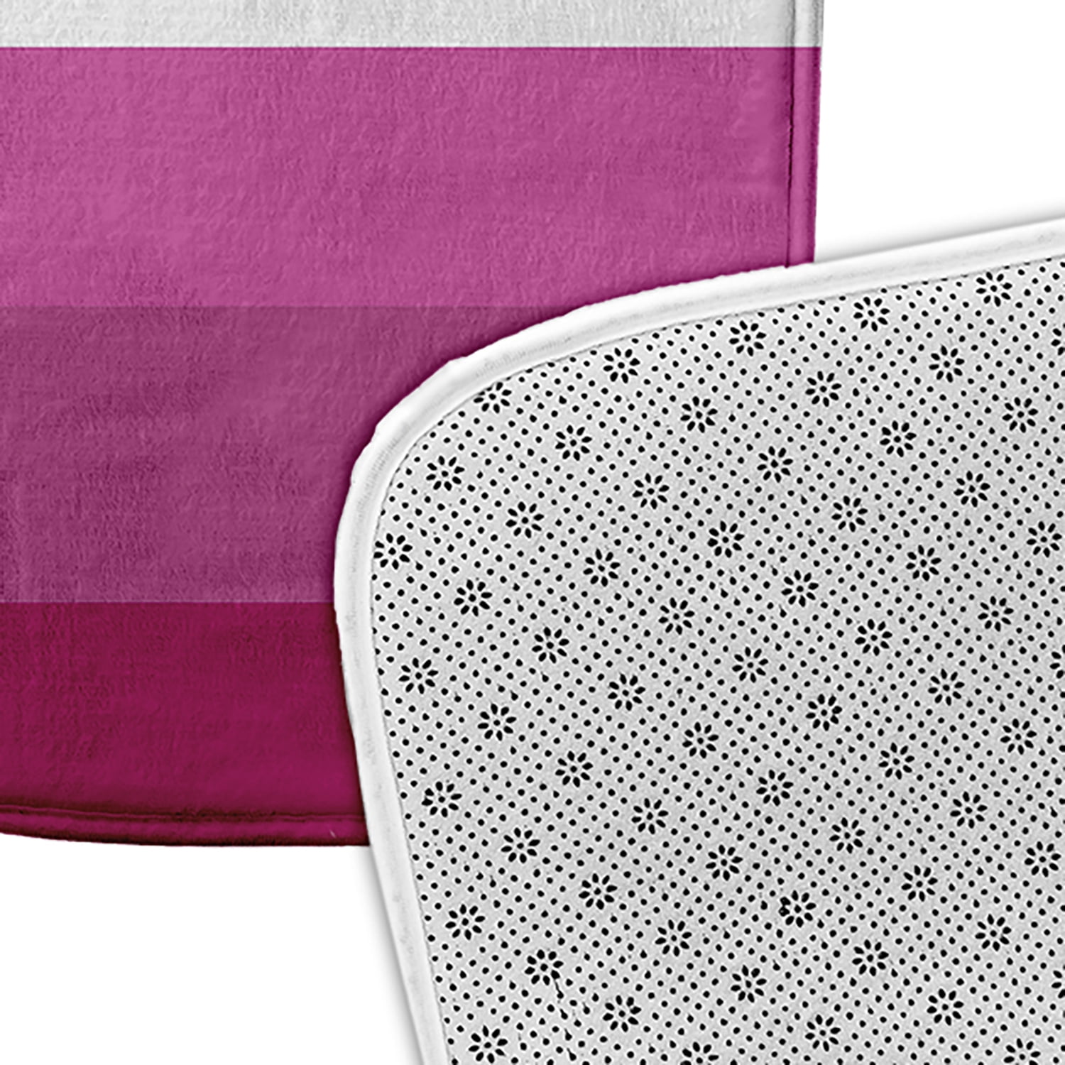 Simply Daisy 34" x 21" Plush Microfiber Orange/White/Pink Striped Bath Mat