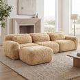 thumbnail image 2 of FFH 114.7" L Shaped Couch Plush Boneless Sofa with Movable Ottoman, Light Khaki, 2 of 11