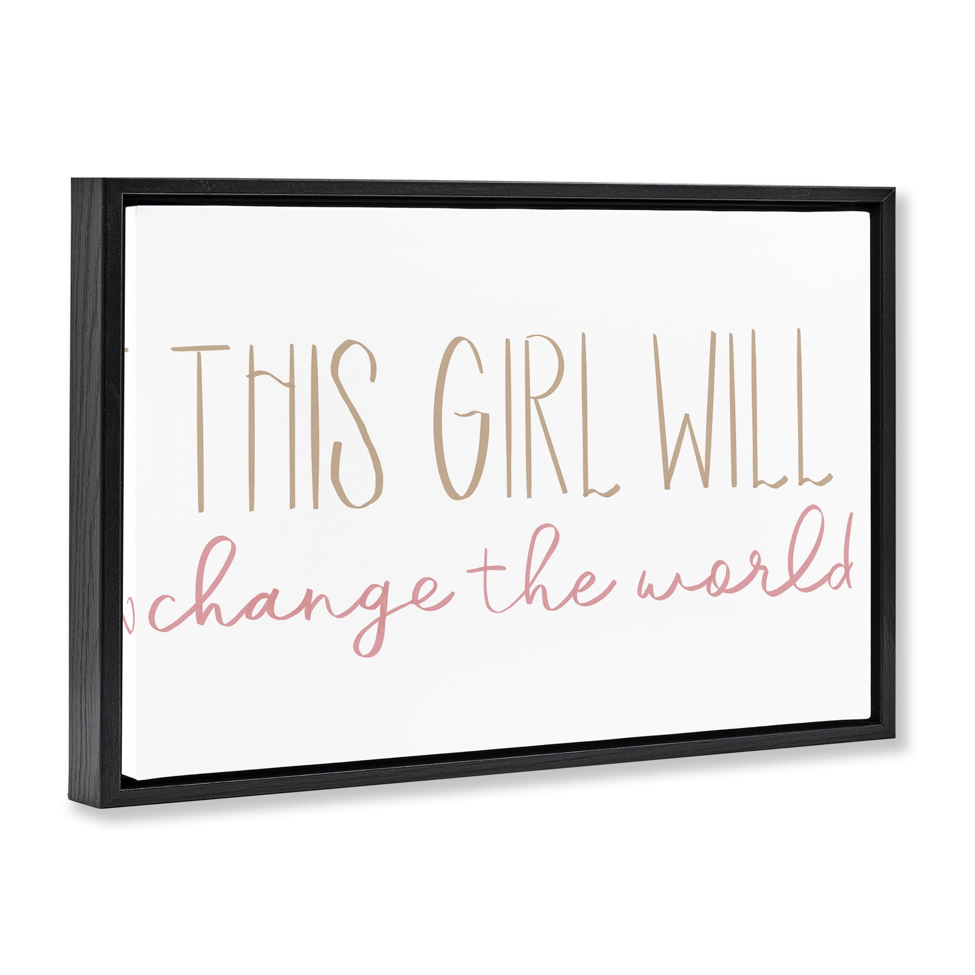 Stupell Industries Change The World Typography Painting Black Floater Framed Art Print Wall Art, 25 x 17