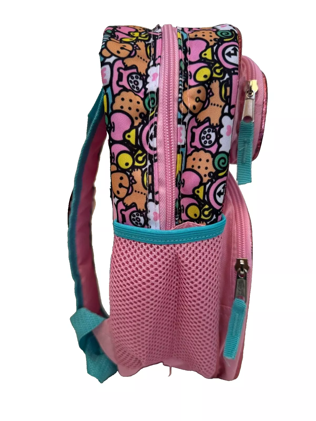 Sanrio Hello Kitty Rainbow 12" Toddler Pink School Backpack With 2 Mesh Pockets