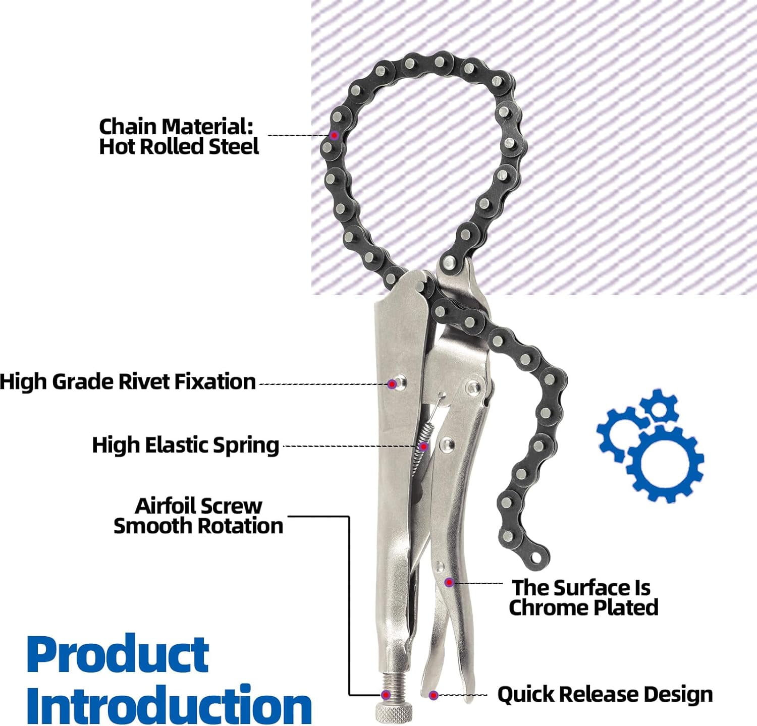 2 Pcs 9" Locking Chain Clamp with 20" Chain, Heavy-Duty Chain Vise Wrench Chain Clamp Locking Pliers with Steel Jaw and Quick Release Trigger, Easy Locking for Any Shaped Objects