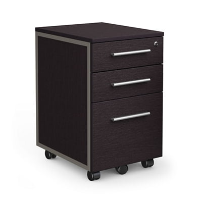 At Work Mobile File Storage Pedestal  26"H Espresso Laminate/Brushed Nickel Handles