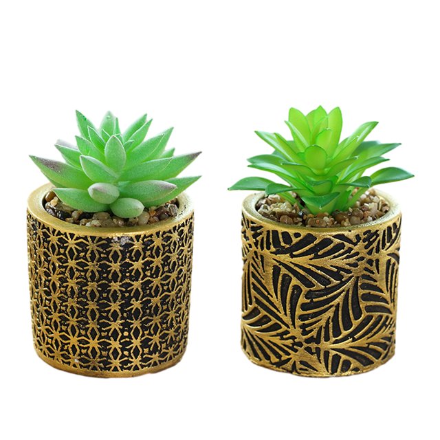 2 uds simulación de flores falsas bonsái suculento moda pequeños adornos artificiales plantas verdes en macetas