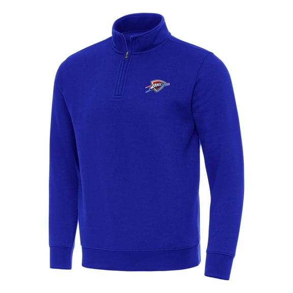 Men's Antigua Royal Oklahoma City Thunder Victory Quarter-Zip Mock Sweatshirt