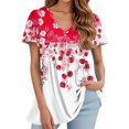 thumbnail image 2 of TQWQT Peplum Tops for Women Plus Size Short Sleeve Blouses Babydoll V-Neck Tshirt Floral Print Tees Flowy Tunic Top Maternity Clothes Pink S, 2 of 5