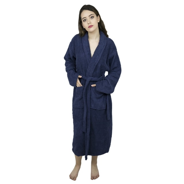 Peignoir Col Châle pour Femmes, Kimono en Coton Éponge de Luxe pour Spa