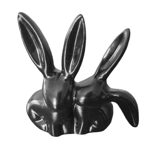 Estatua de conejo, escultura de resina, adorno coleccionable, decoración moderna de Pascua, linda negro