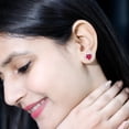thumbnail image 4 of Rosec Jewels Lab Grown Ruby Heart Earrings with Halo - 8 mm - 4 Carat - AAAA Quality - Ruby Studs with Moissanite - Ready to Gift, 18K White Gold, 4 of 8