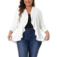 thumbnail image 1 of Cárdigan Plus Size GRACE & GRANDEUR para Mujeres, Suave, de Manga 3/4, Abierto, Corto, Shrug, Bolero, Cárdigans, Chaqueta 2X Blanca, 1 of 1
