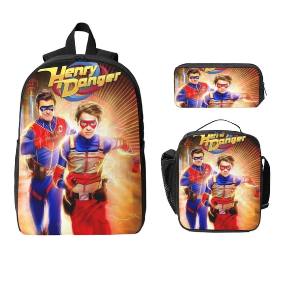 Henry Danger Three piece backpack set young backpack combination backpack lunch bag pencil case