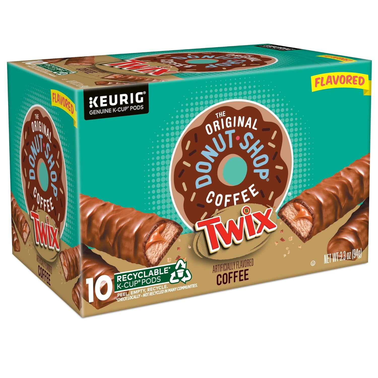 The Original Donut Shop Snickers and Twix Favored K-Cup Variety Value Pack - Light Roast - 20 Cups Total (10 each)