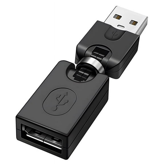 Black USB 2.0 Male To Female 360 Degree Rotation Angle Extension Adapter
